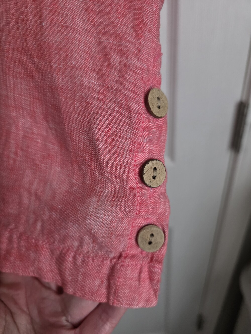 Cynthia Rowley Pink 100% Linen Side Button Short Sleeve Top XL Coastal - Picture 3 of 7